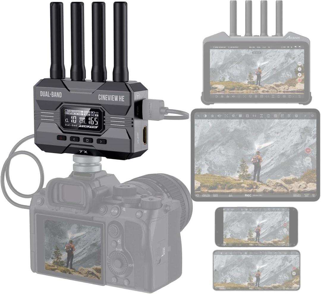 Accsoon - CineView HE - Sender - - HDMI - 1080p 23.98/24/25/29.97/30/50/59.94/60fps - Latenz, Nur Tr