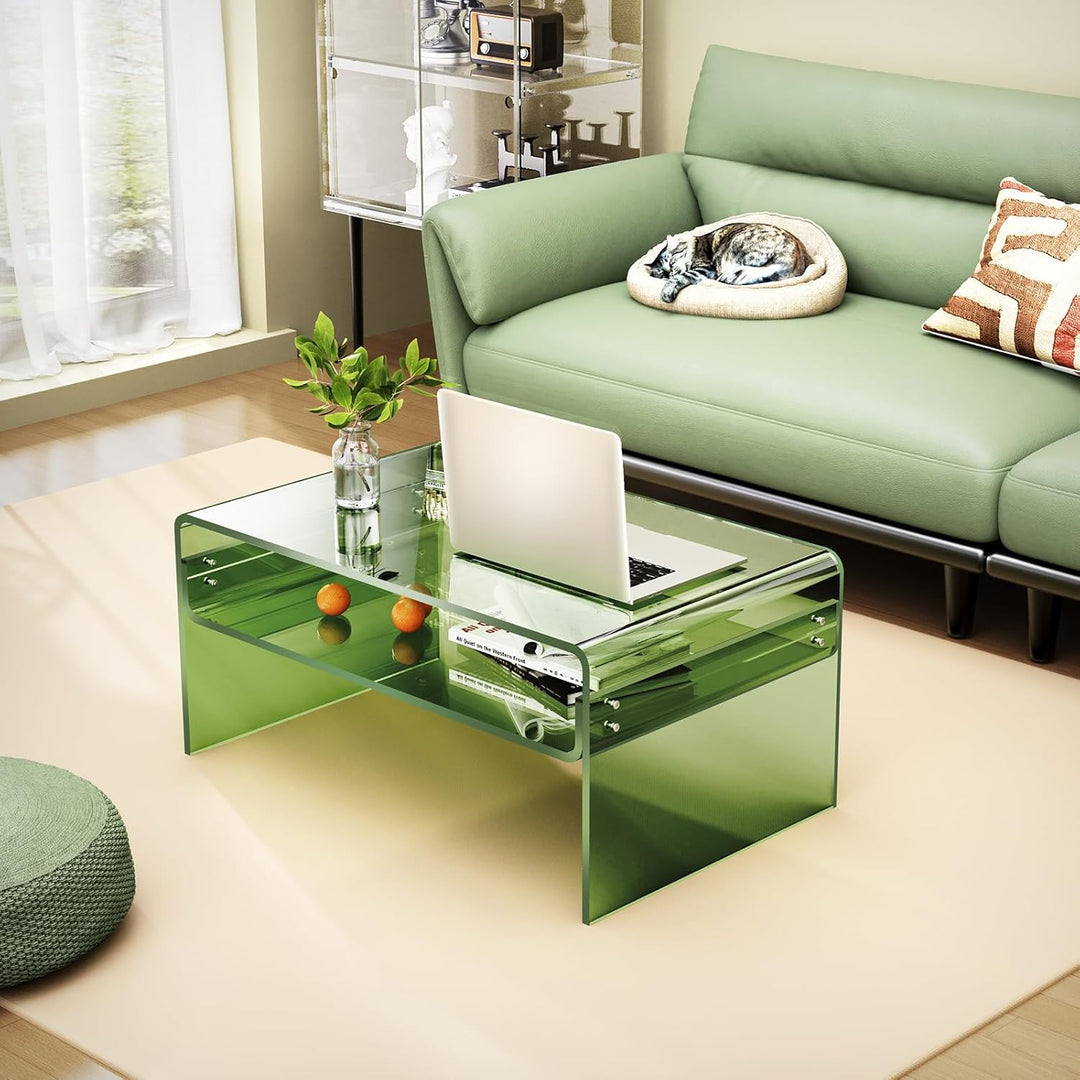 Acryl Couchtisch für Wohnzimmer, Wohnzimmertisch Beistelltisch Transparent, Lucite Tisch mit Offenem