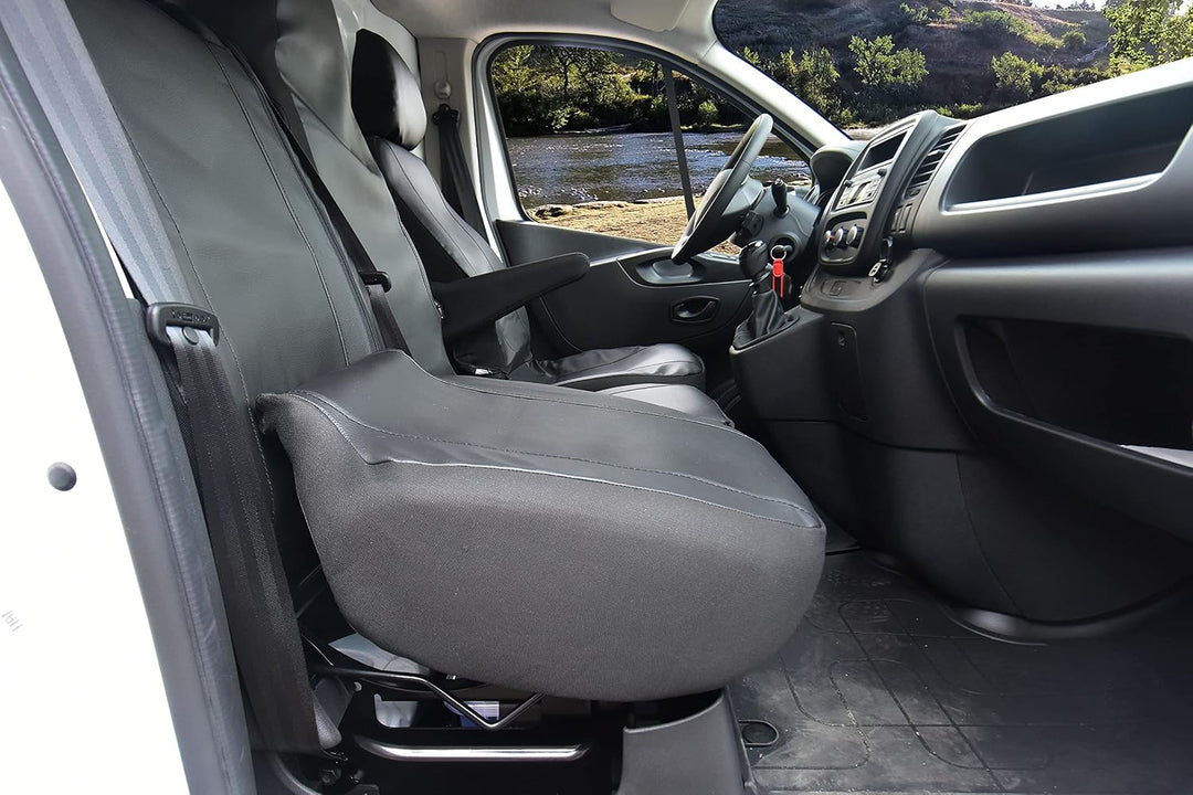 Z4L Passgenaue Kunstleder Sitzbezüge VIP ideal angepasst geeignet für Vivaro C ab 2019 3-Sitzer Fahr