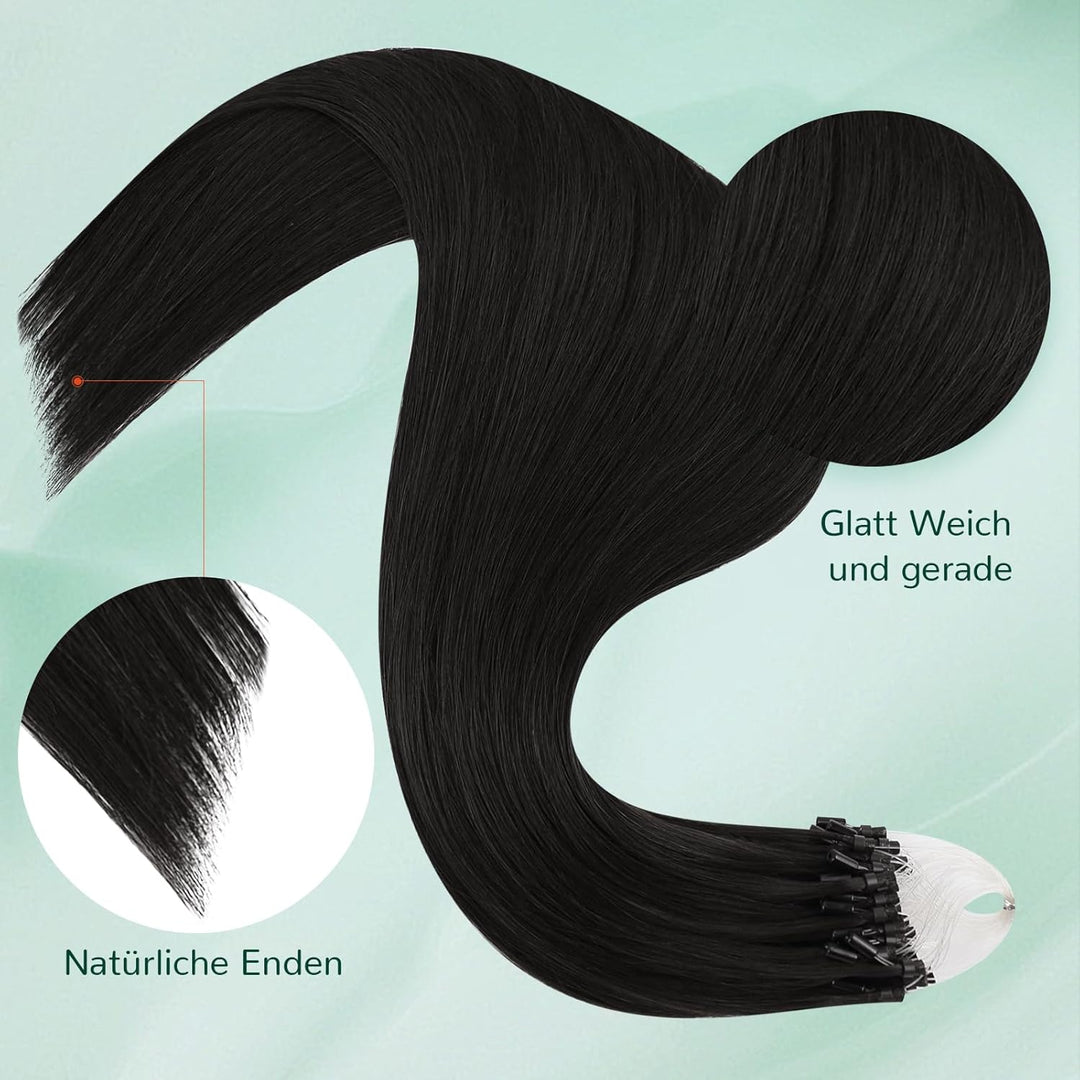 Easyouth Microring Extensions Schwarz Micro Ring Extensions Echthaar Remy Microring Haarverlangerung