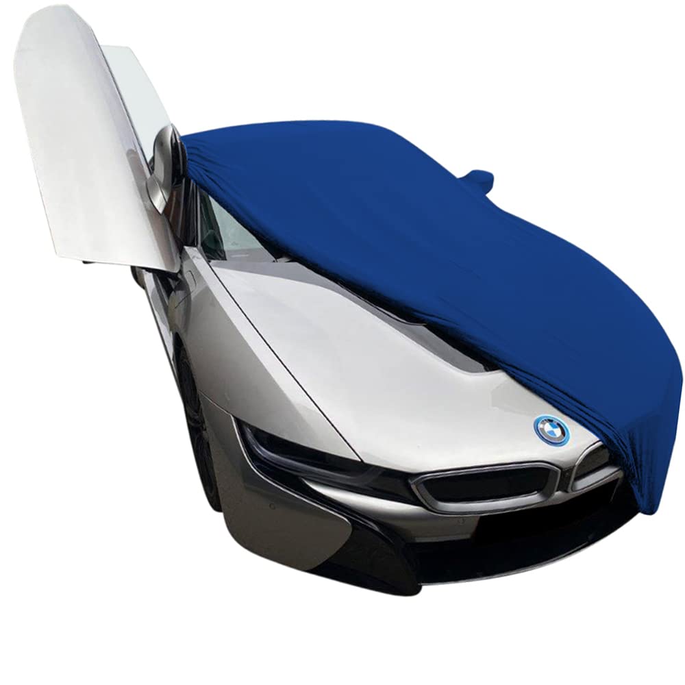 Indoor Autoabdeckung kompatibel mit BMW i8 mit Spiegeltaschen SUPER Soft Stretch