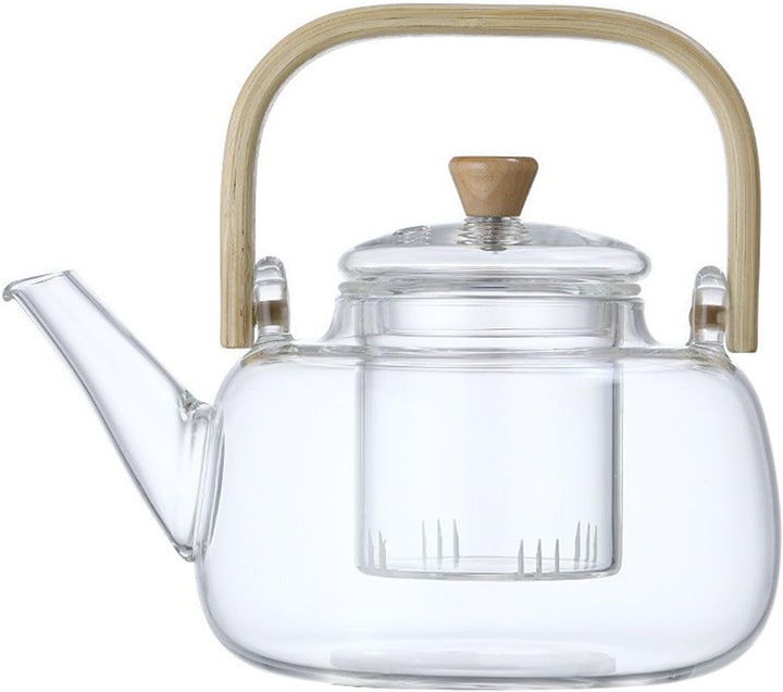 Fockety Glas-Haushaltsteekanne, 1000 Ml, Grosses Fassungsvermögen, Borosilikat-Teekessel für Familie