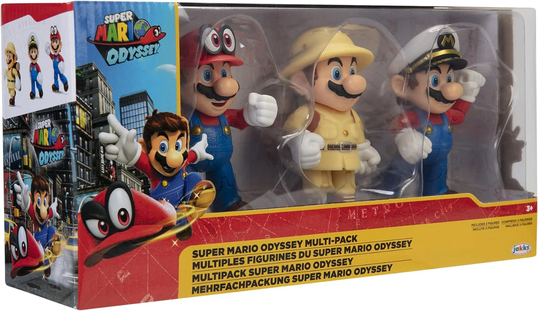 Nintendo SUPER MARIO 406534 Super Mario Odyssey 3er Pack, 10 cm Figuren, Bunt, 10cm