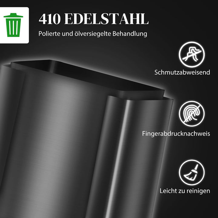 HOMCOM Mülleimer Küche 2x30L Softclose-Deckel Schwarz 47,7x37,5x66,8cm Glänzend Schwarz 2 x 30 L, Gl