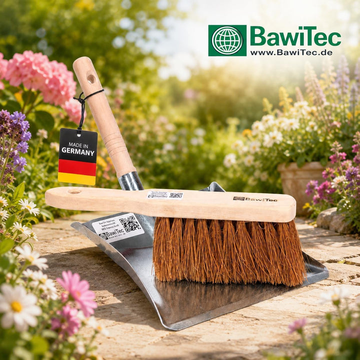Qualitäts Kehrgarnituren Kehrsets von BawiTec Handfeger und Kehrschaufel Kehrblech mit Griff stabile