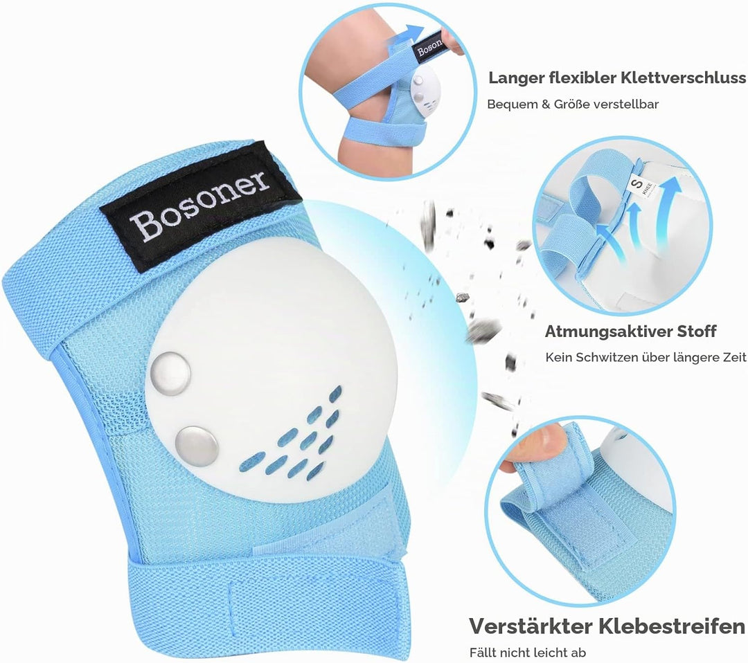 BOSONER Knieschoner Kinder Schoner Inliner Protektoren 6er Set Schützer Inliner Inline Skates Knie U