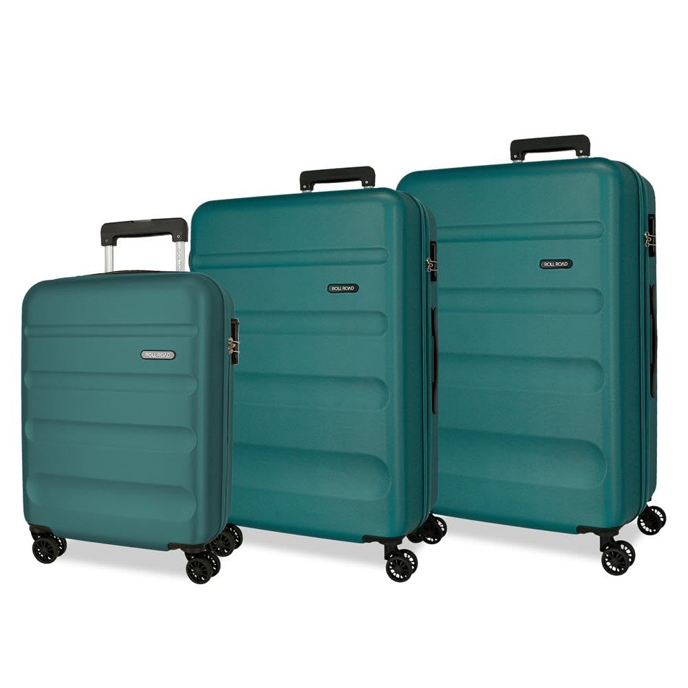 Roll Road Flex Hartschalenkoffer aus ABS-Material, Seitliches Zahlenschloss, 4 Doppelrollen Handgepä