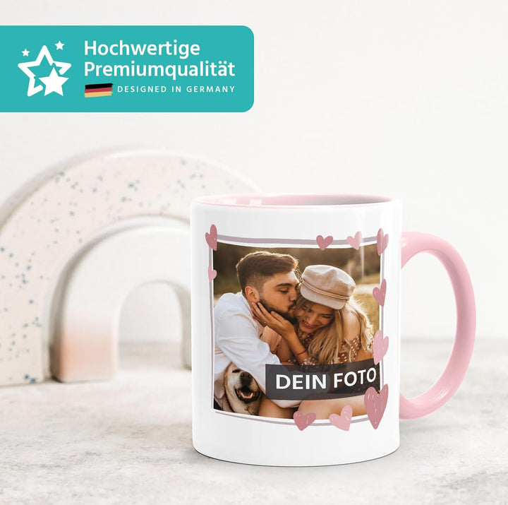 personalisierte Fototasse mit eigenem Foto persönliches Geschenk mit Bild selbst gestalten Rahmen He