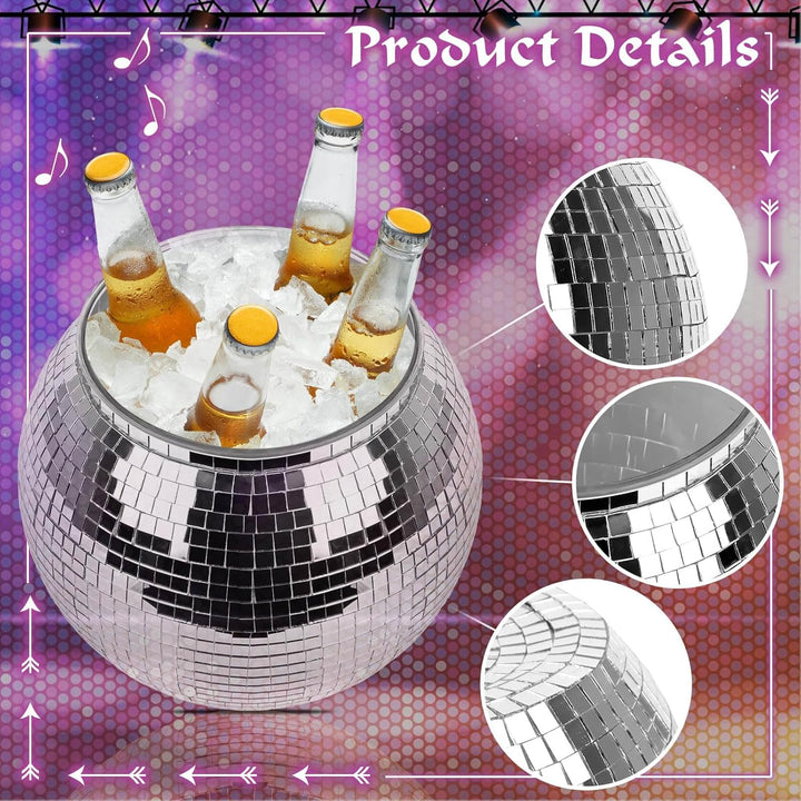 Eiskübel, Disco Kugel Sektkübel Grosse Kapazität Eisbehälter Party Weinkühler Eiseimer für Bier, Coc