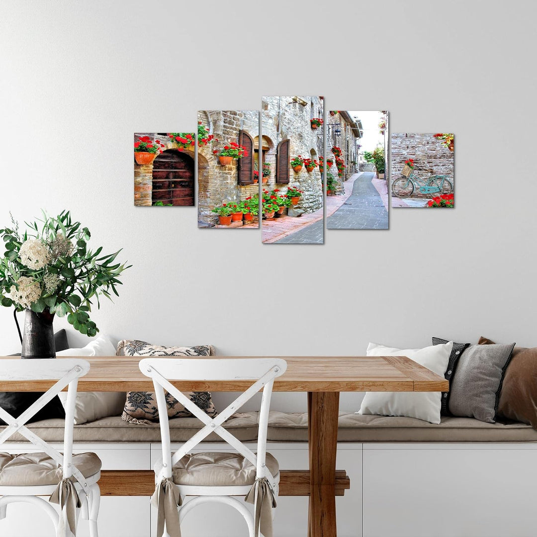 Runa Art Wandbilder Toskana Italien 5 Teilig Bild auf Vlies Leinwand Deko Wohnzimmer Schlafzimmer Ga