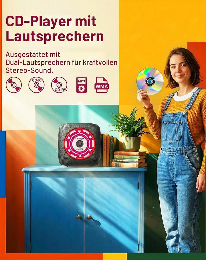 CD Player Tragbar Bluetooth Radio mit CD-Player mit Lautsprecher Unterstützung USB &amp; AUX-Wiedergabe