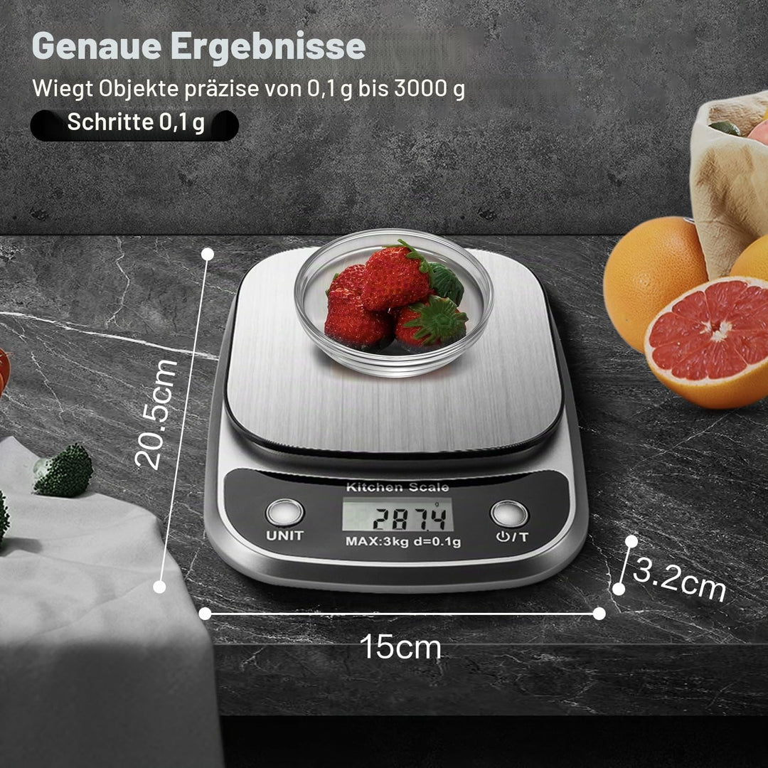 Lebensmittel Küchenwaage Digital Gewicht Gramm und Oz，Professionelle kleine digitale Küchenwaage 3kg