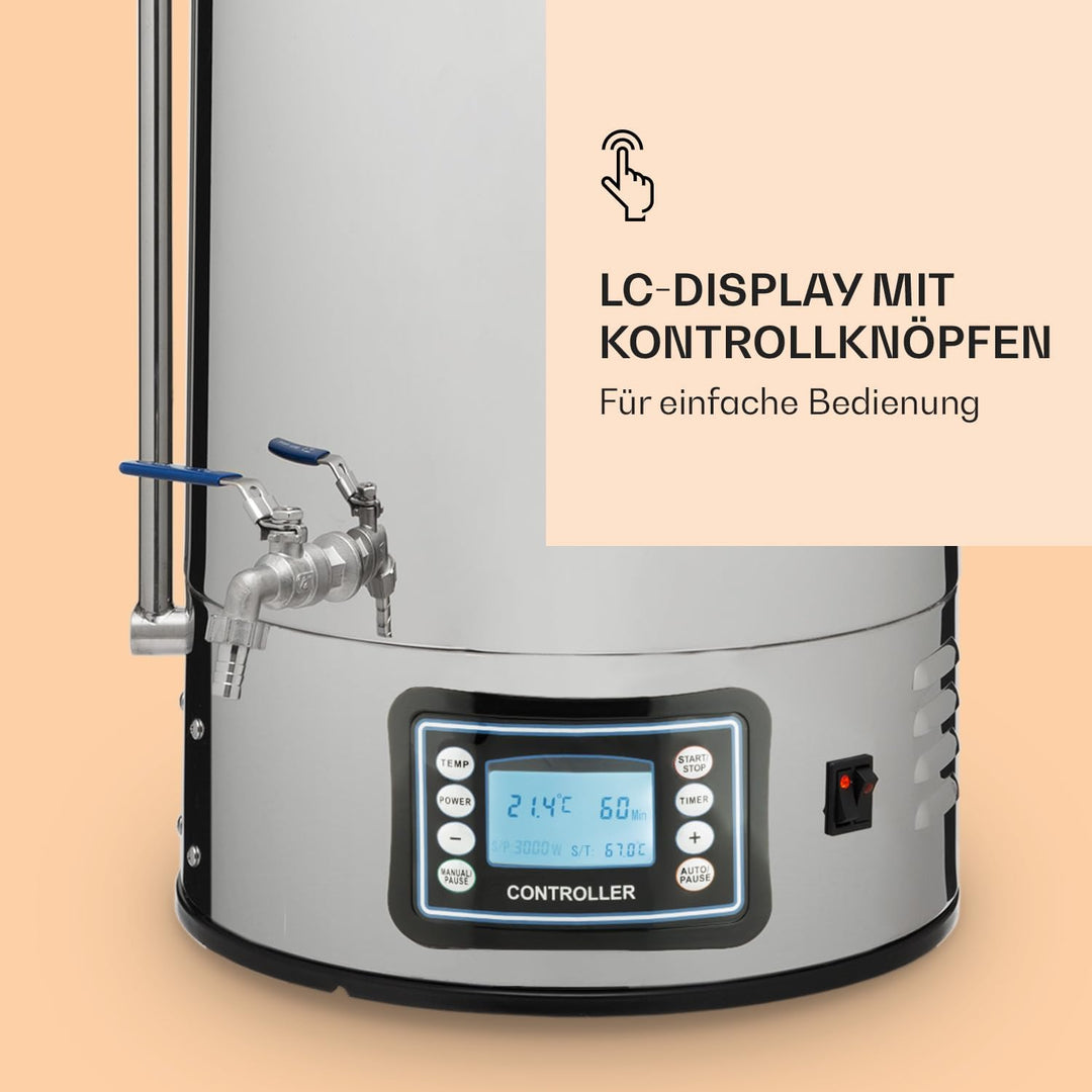 Klarstein Bierbrauset, Bierbrauanlage, Maischekessel zum Bier Brauen, Bier-Selbstbrauset, Selber Bie