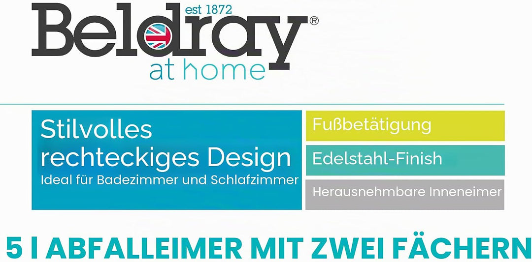 Beldray Doppelfach - 5 Liter Dual Separation Abfall, Rechteckiger Müll, Herausnehmbare Inneneimer, G