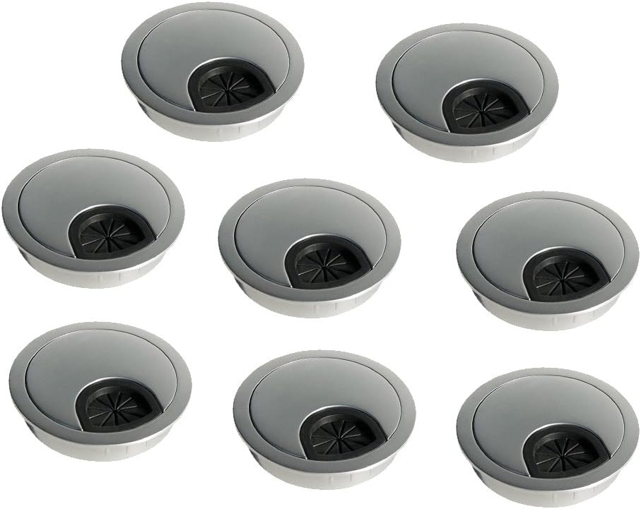Emuca Kabeldurchführung aus Zamak fur Einbau im Tisch, Durchmesser 60mm, Chrom Matt, 8 Stück Verchro