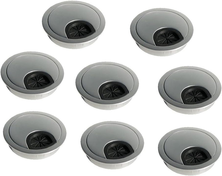 Emuca Kabeldurchführung aus Zamak fur Einbau im Tisch, Durchmesser 60mm, Chrom Matt, 8 Stück Verchro