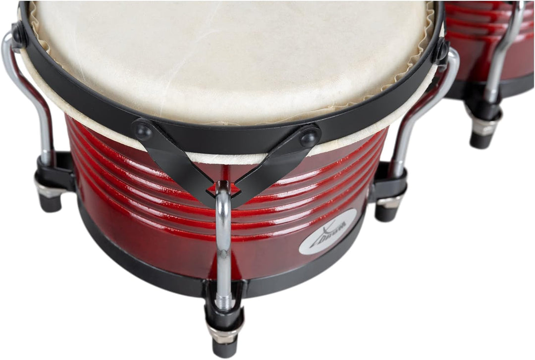 XDrum Bongos Pro Weinrot - 2 Trommeln mit 6,5" (17 cm) und 7,5" (20 cm) Durchmesser - Bongotrommeln
