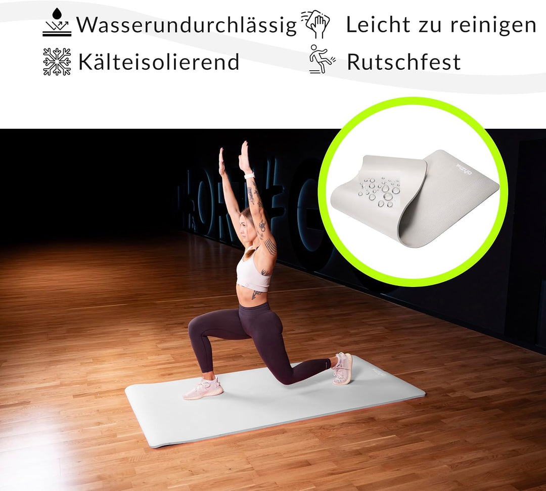 Fizyo Rutschfeste Yogamatte aus NBR-Schaum 190×100×1,5 cm – Extra Grosse Fitness- und Gymnastikmatte