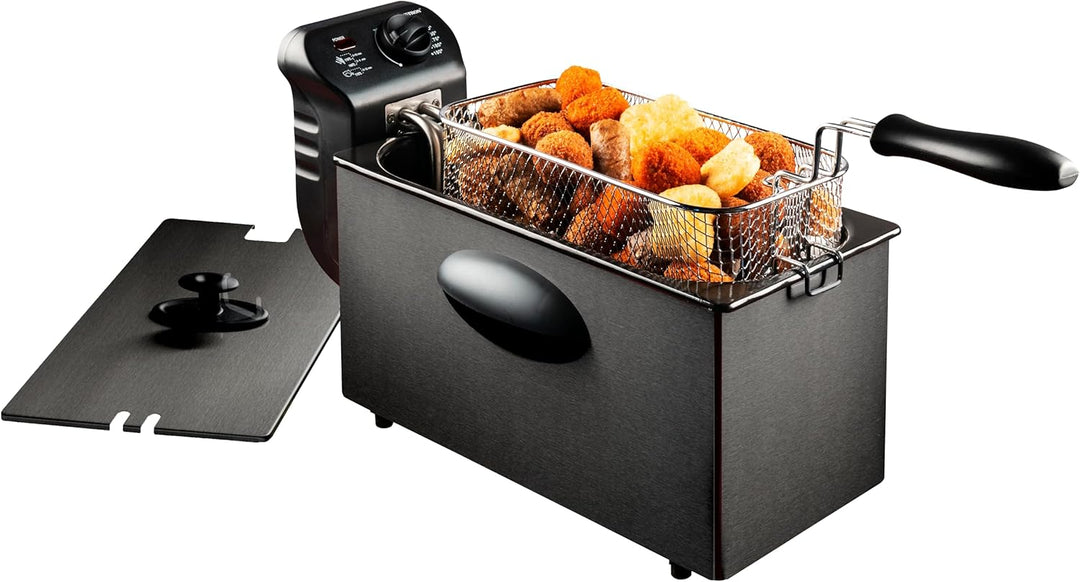 Bestron Titangraue Fritteuse, 3,5 L Kapazität, 2000 W, Cool-Zone-Technologie, Schnelles Aufheizen, W