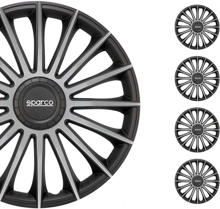 Sparco Satz Radzierblenden Treviso 16-Zoll Schwarz/Silber TREVISO 16 zoll SCHWARZ/SILBER, TREVISO 16