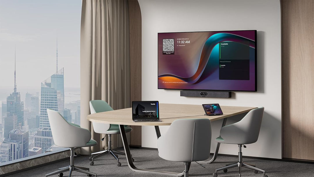 MeetingBar A25-031 - All-in-One 4K-Videokonferenzlösung für kleine Räume mit dreifachen 4K-Kameras,