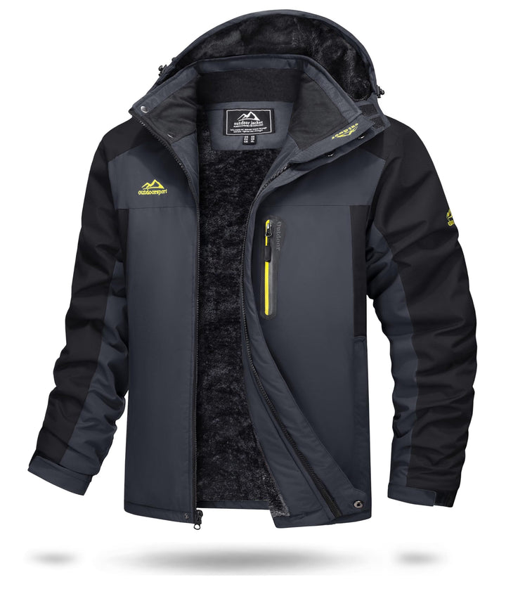TACVASEN Herren Warme Skijacke Gefütterte Winterjacke Wasserabweisende Funktionsjacke mit Abnehmbare