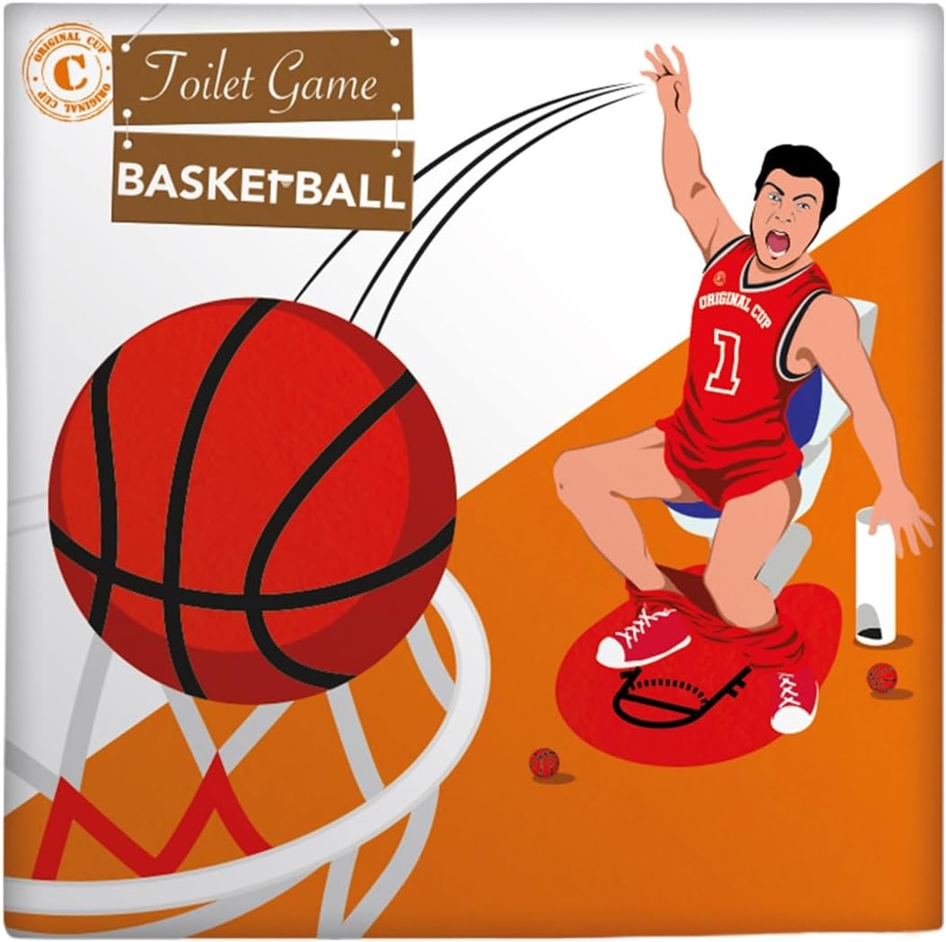 WC-Basketball-Set | Komplettset | Toiletten-/WC-Set | Premium-Qualität | 1 Teppich | 1 Korb mit Saug