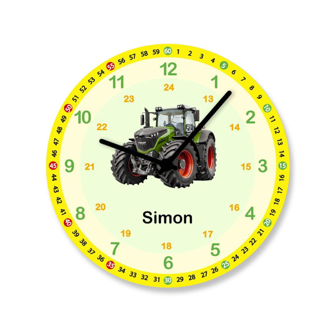 Kinderzimmer Uhr Traktor Lernuhr Jungen Wanduhr personalisiert