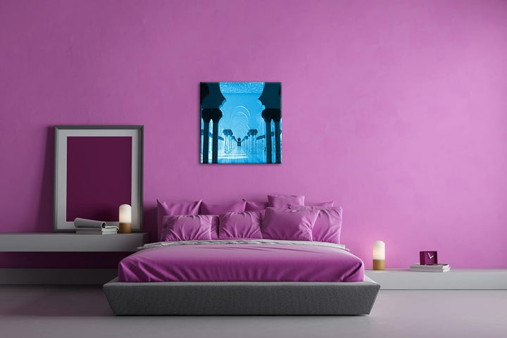 deyoli Inneres Einer Moschee in Abu Dhabi Format: 70x70 Effekt: Monocrome Blau als Leinwand, Motiv f