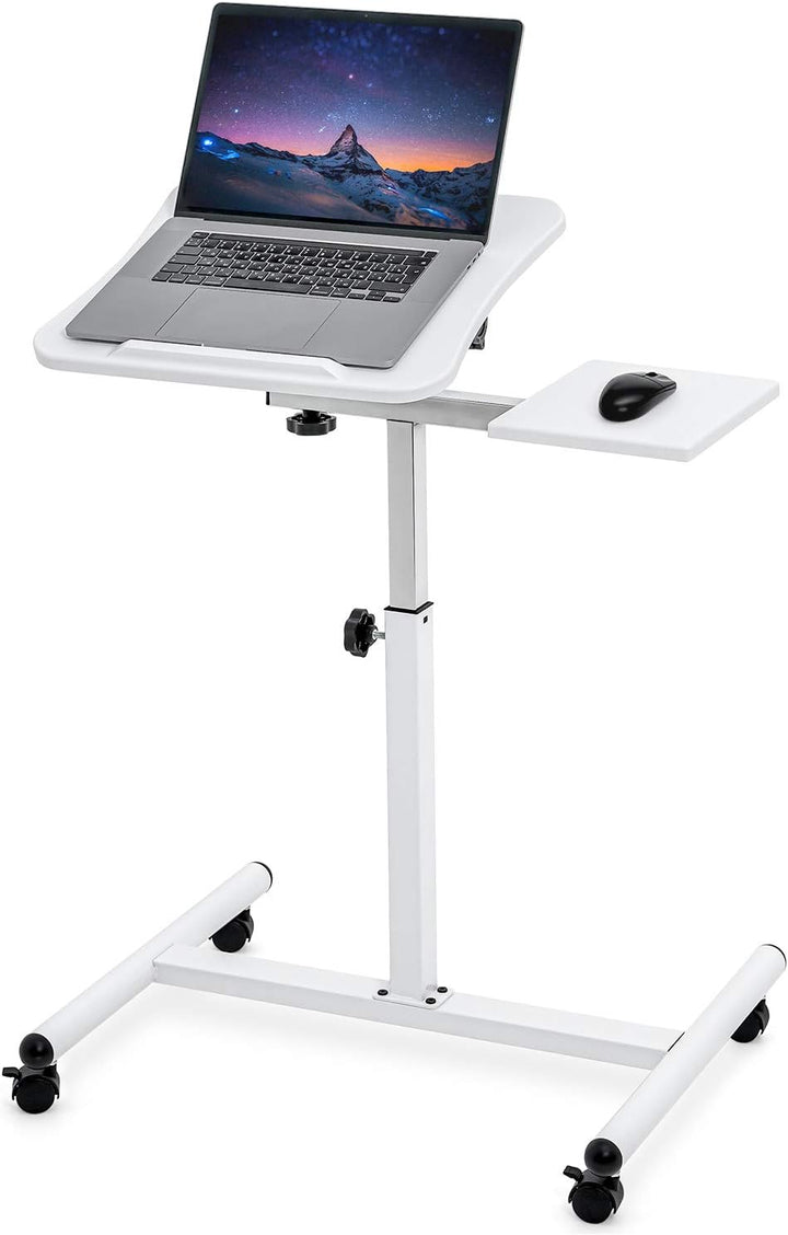 Tatkraft Bianca Schön Laptoptisch auf Rollen, Laptop-Stehpult mit Mausbrett, Einstellbarer Höhe von