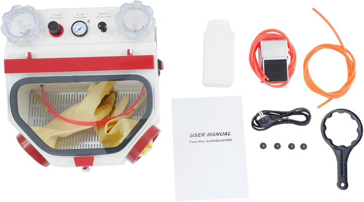 Sandstrahlkabine,Dental Lab Sandstrahlgeräte Zahntechnik Polieren Dental Double Pen Sandblaster 220V