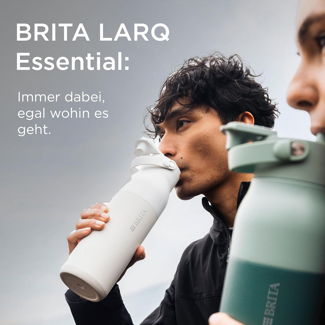 BRITA LARQ Essential Edelstahl Trinkflasche mit Strohhalm (680ml) schwarz, Schwarz