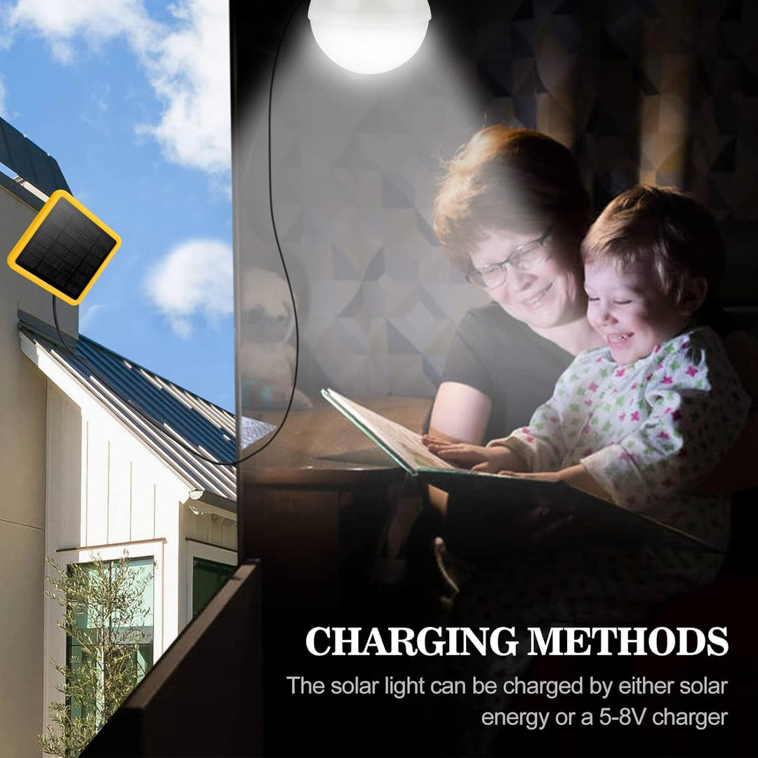 Beinhome Solarlampen für Aussen 130Lumen 800mAh mit Solarpanel,Portable Solar LED Glühbirne,3,5m USB