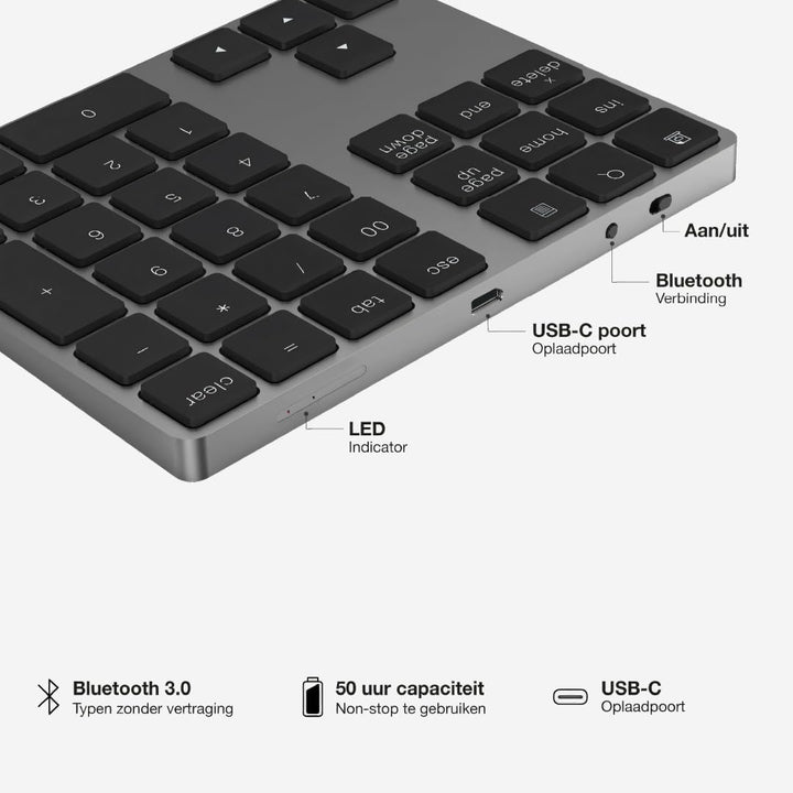 USB-C Bluetooth Numerische Ziffernblock – Kabelloses NumPad, Wiederaufladbare Numerische Tastatur fü
