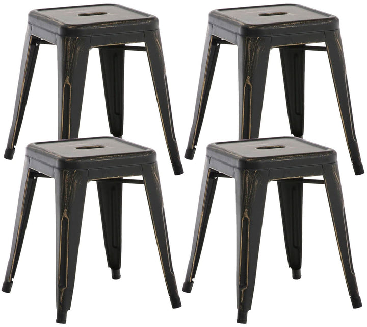 CLP 4er Set Sitzhocker Armin Aus Metall I Stapelbarer Hocker I Sitzhöhe Von 46 cm I Pflegeleichter A