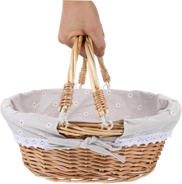 Toyvian Handgefertigter Weidenkorb mit Griff Kleiner Flexibler Picknickkorb und Aufbewahrungskorb Ru