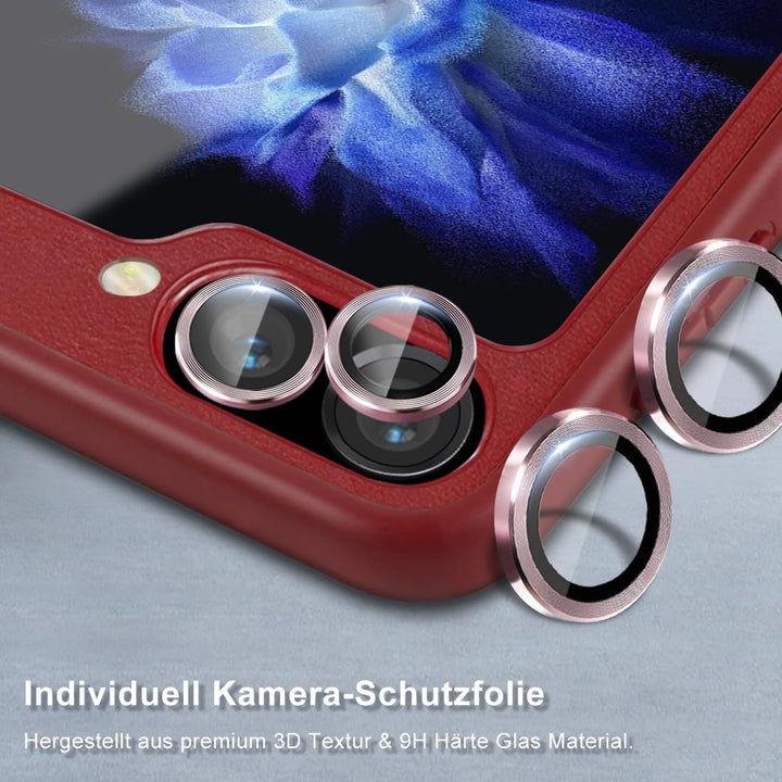 KEZiHOME Handyhülle für Galaxy Z Flip 5 Hülle, Echtleder Flip Z 5 Cover [Kamera&Display Schutzfolie]