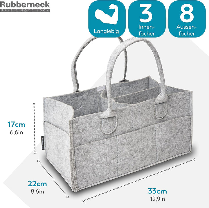 Rubberneck Baby Windel Filztasche - tragbare Wickeltasche, Allzweck Organizer aus Filz (Hellgrau, 33