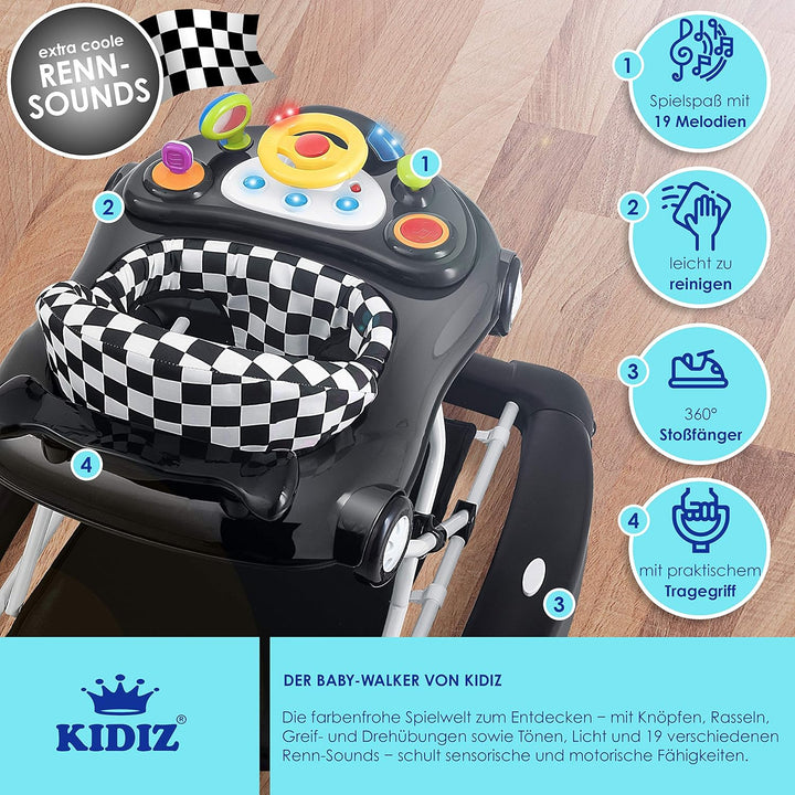 KIDIZ® 4in1 Lauflernhilfe Babywalker Spiel- und Lauflernwagen Gehfrei - Schaukelfunktion Babywippe m
