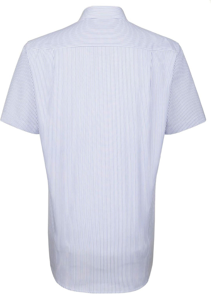Seidensticker Herren Regular Fit Kurzarm Klassisches Hemd 38 Mehrfarbig (Weiss/Blau 15), 38 Mehrfarb