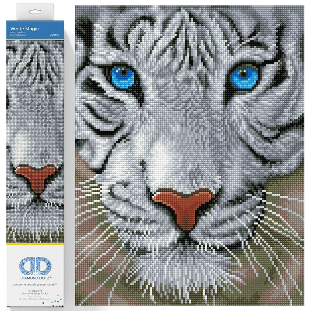 DIAMOND DOTZ DD8.016 - Original 5D Diamond Painting Set Weisser Tiger Magie, Kreativset mit 17.228 D