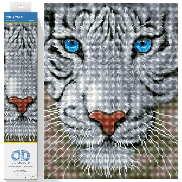 DIAMOND DOTZ DD8.016 - Original 5D Diamond Painting Set Weisser Tiger Magie, Kreativset mit 17.228 D