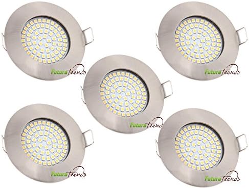 vislux LED Einbaustrahler 230V - 58mm - 70mm - Edelstahlgebürstete Einbauspots Badezimmer- Energiesp