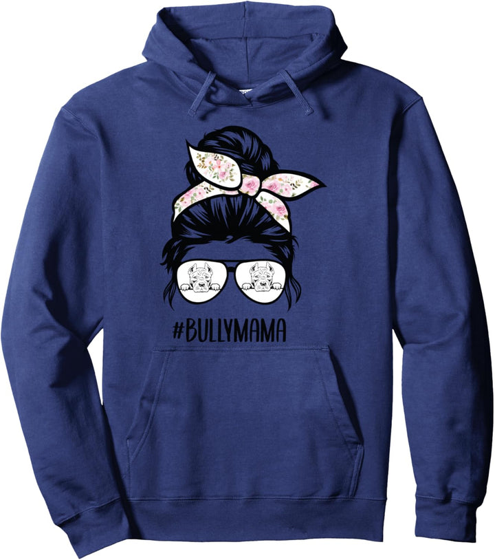 American Bully Mom unordentliche Brötchen-Haarbrille, Bully Pullover Hoodie
