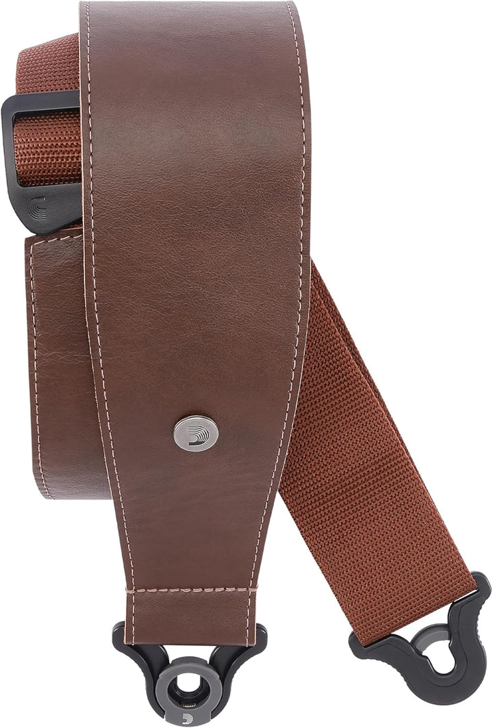 D'Addario Comfort Gitarrengurt aus Leder mit automatischer Verriegelung, Zubehör für Akustik- und E-