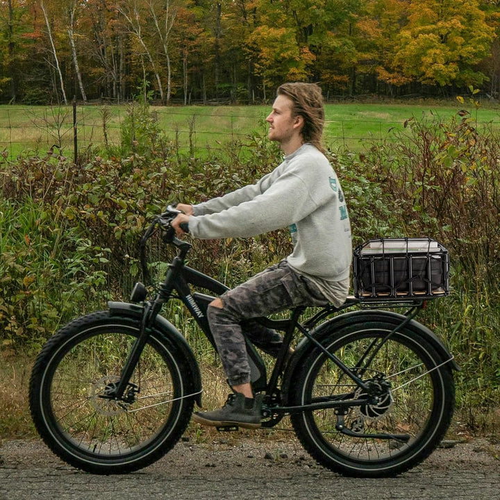 CXWXC Fahrradkorb Hinten – Grosser Gepäckträger-Korb mit Holz-Boden, wasserdichter Abdeckung & Cargo