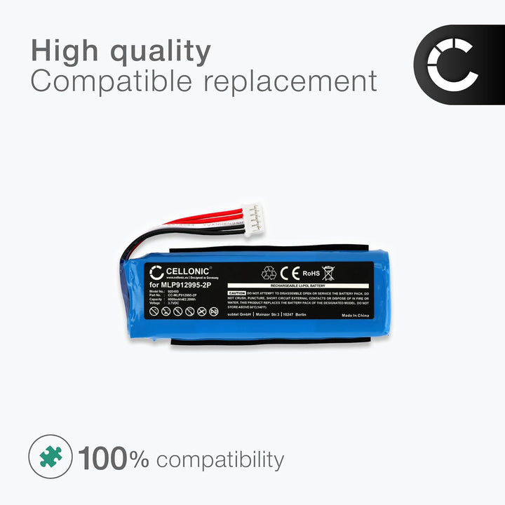 CELLONIC 1x Akku für Lautsprecher Kompatibel mit JBL Charge 2 Plus, GSP1029102 - (6000mAh, 3.7V) + W