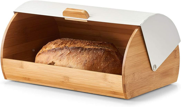 Zeller 25366 Brotkasten, Bamboo/Metall, weiss, ca. 39 x 27 x 19 cm, Brotaufbewahrung, Trendige weiss