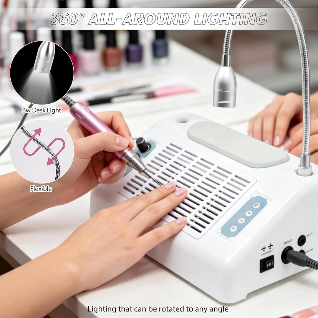 Elektrischer Nagelfräser, 5 in 1 Professionell Elektrischen Nagelbohrmaschine mit 360° Rotatable LED