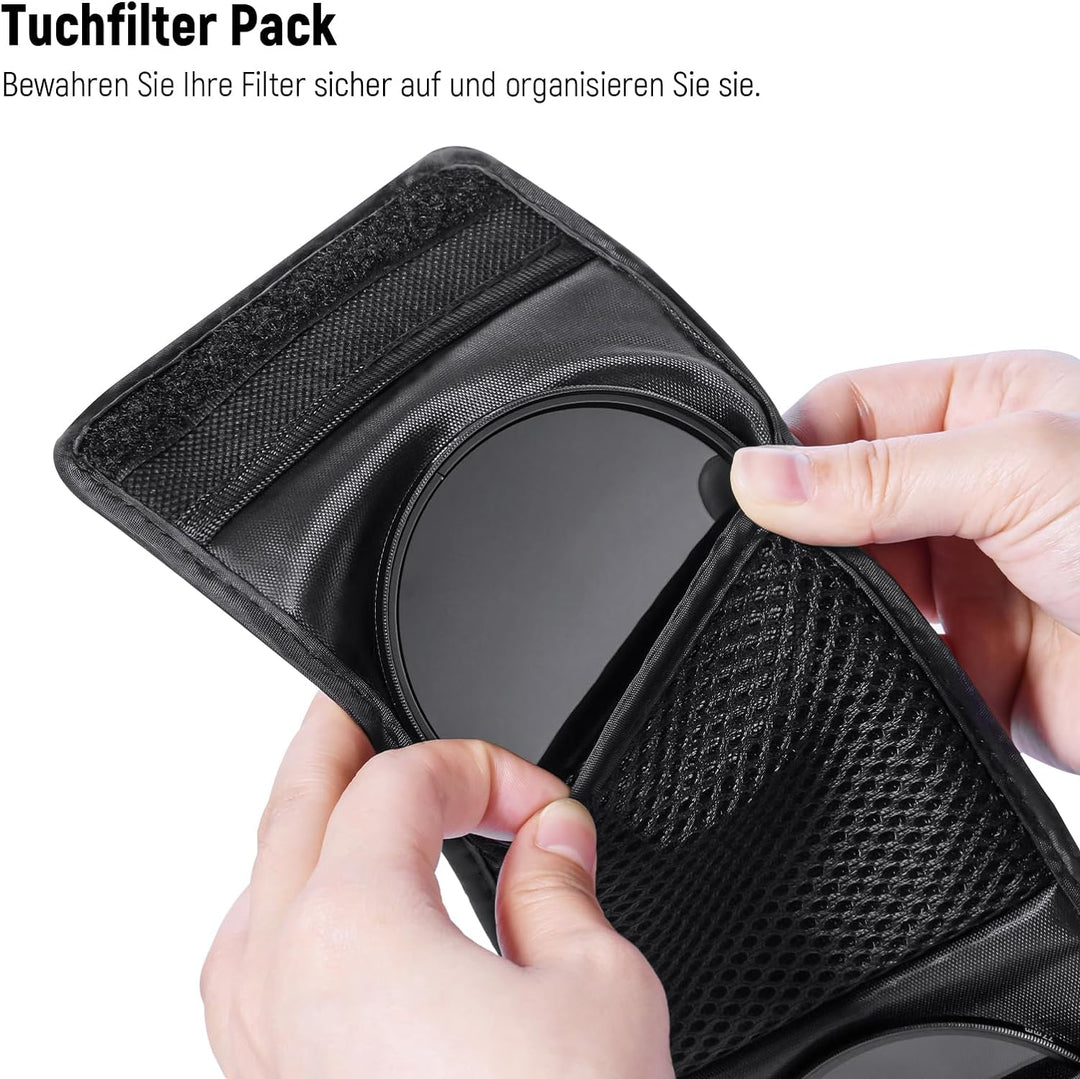 NEEWER 49mm ND Filter Set UV CPL(Polfilter) FLD ND2 ND4 ND8 Graufilter Gegenlichtblende und Objektiv